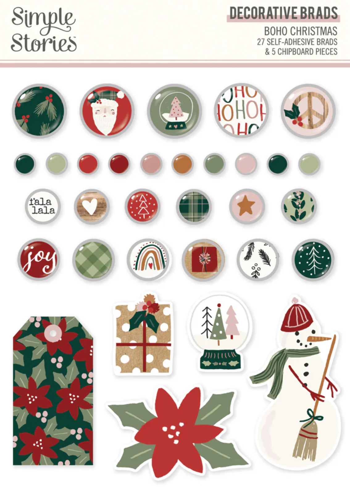 Simple Stories - Boho Christmas - Decorative Brads