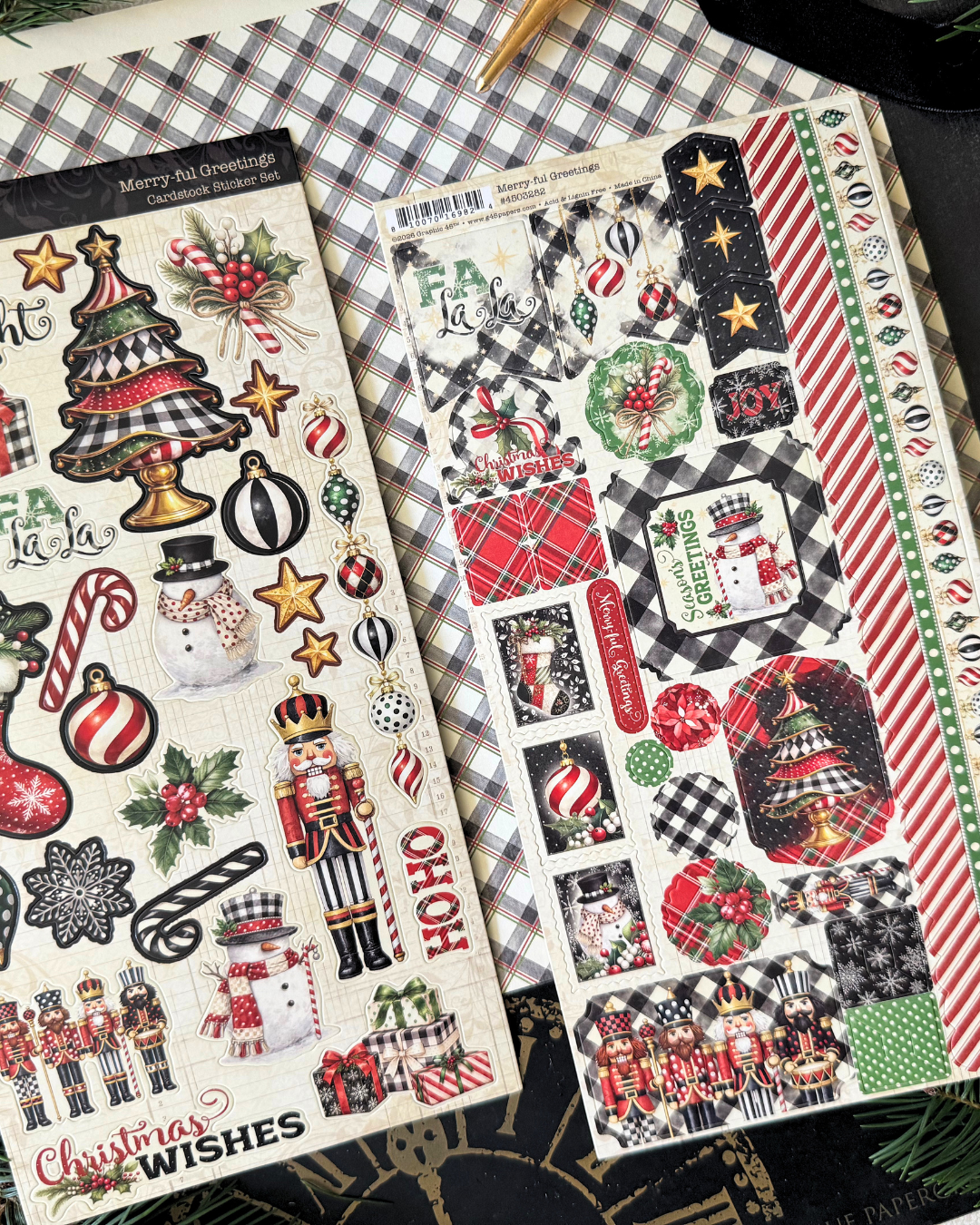 Graphic 45 - Cardstock Stickers Set - Merry-ful Greetings