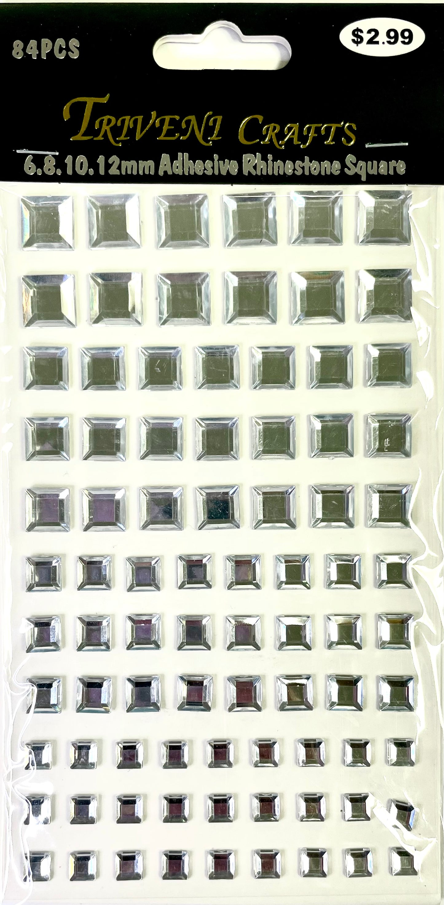 Triveni Crafts - Adhesive Rhinestone - Squares