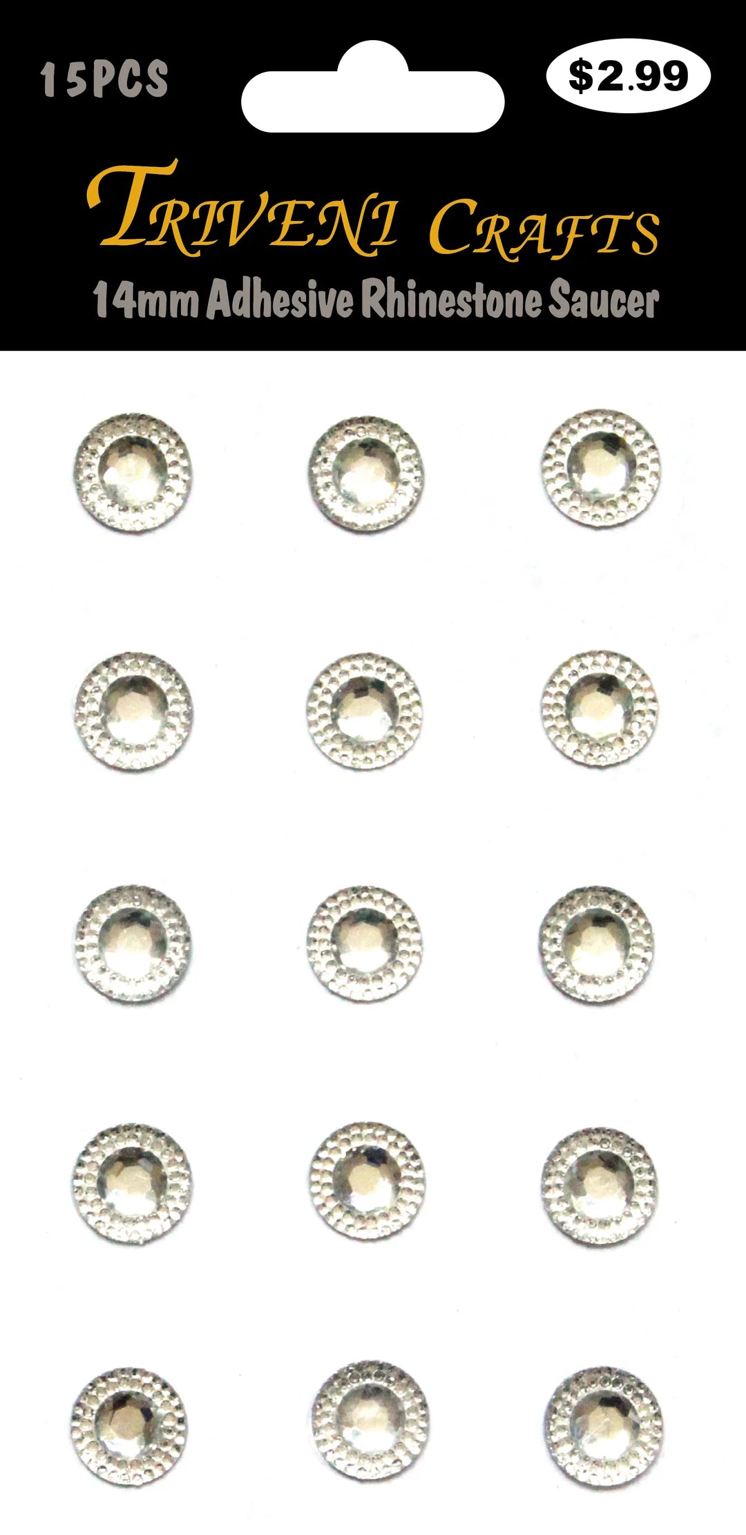 Triveni Crafts - Adhesive Rhinestone Saucers - 14mm