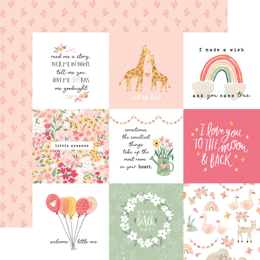 Echo Park - Welcome Baby Girl - 4x4 Journaling Cards