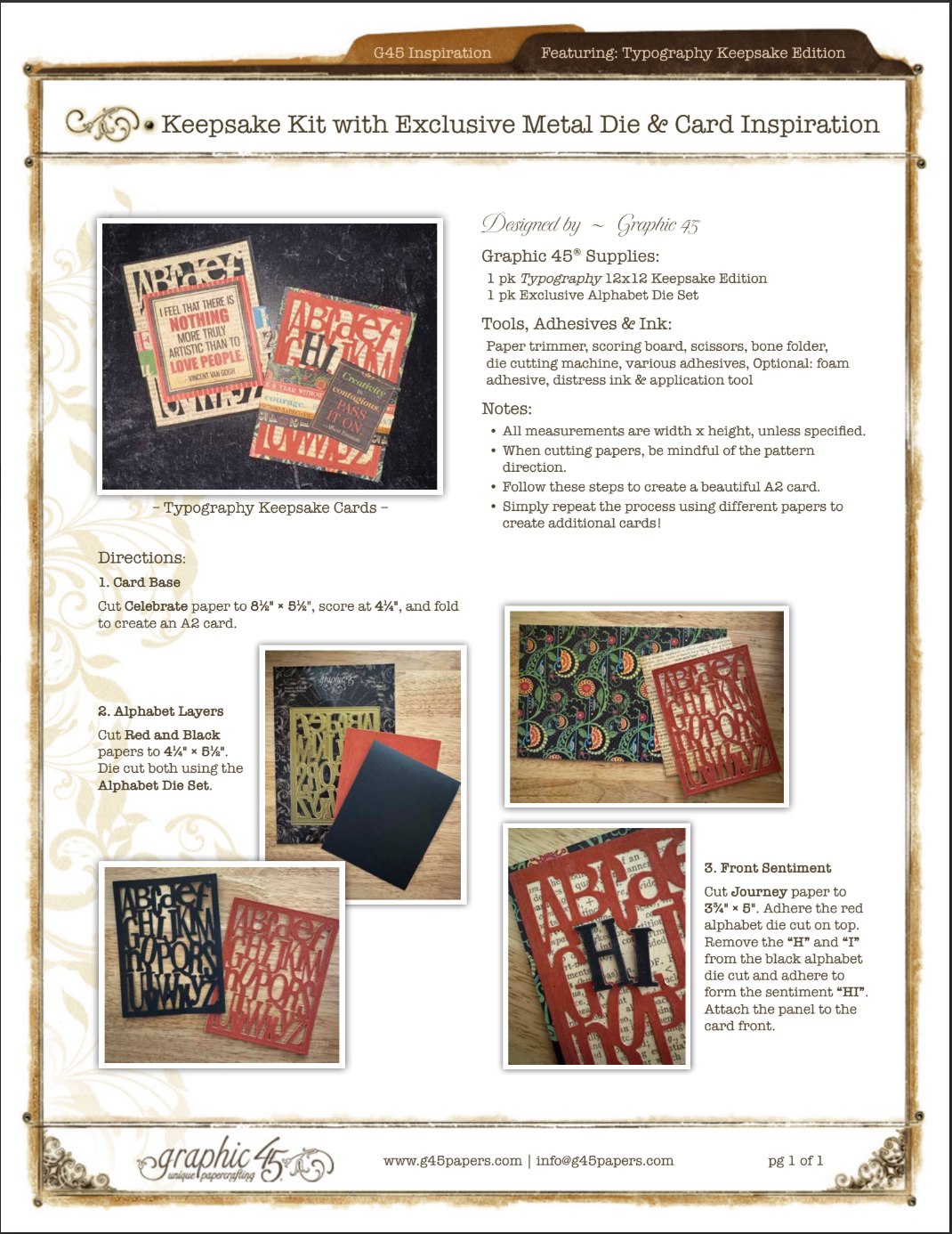 Graphic 45 - Keepsake Kit with Exclusive Metal Die-Set - Typography