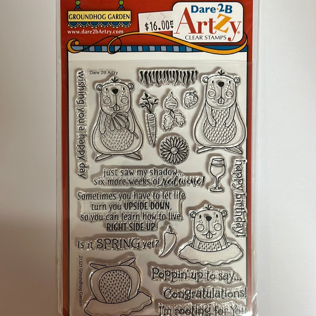 Dare 2B Artzy - Clear Stamps & Die Cuts - Groundhog Garden
