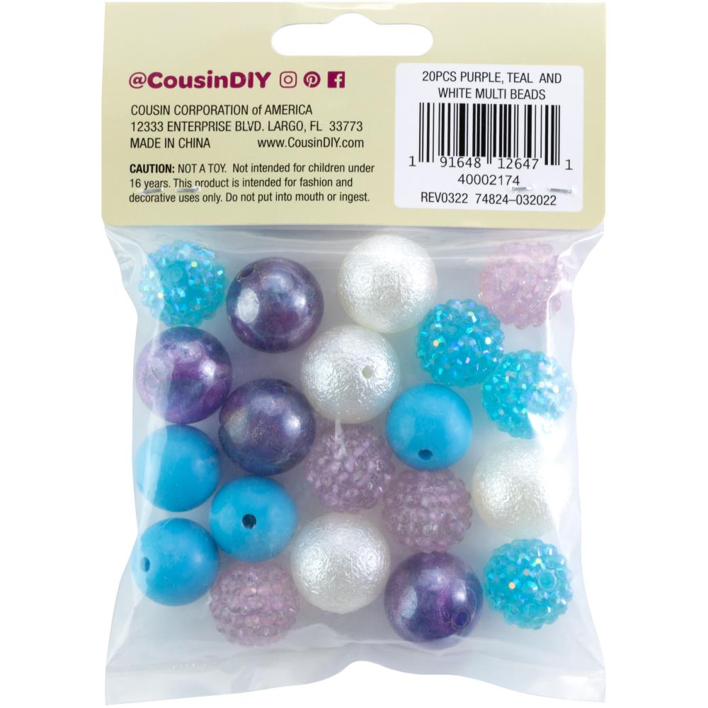 Cousin DIY - Bubblegum Beads - Purple, Teal and White