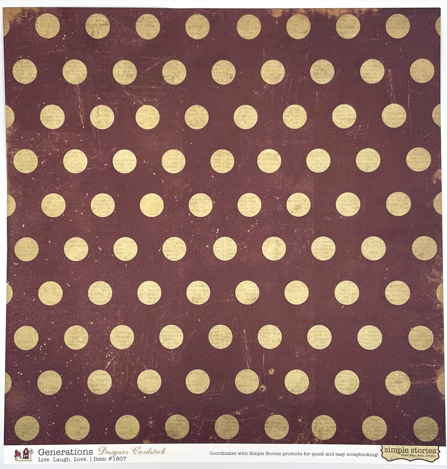 Simple Stories - Generations Designer Cardstock - Live. Laugh. Love.