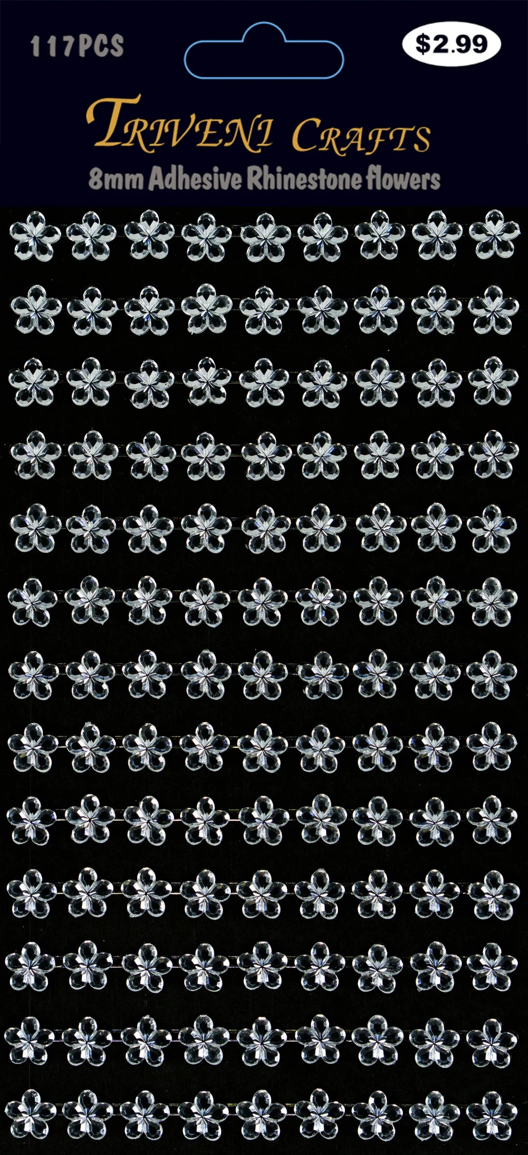 Triveni Crafts - Rhinestone Daisy Flowers - 8mm Clear