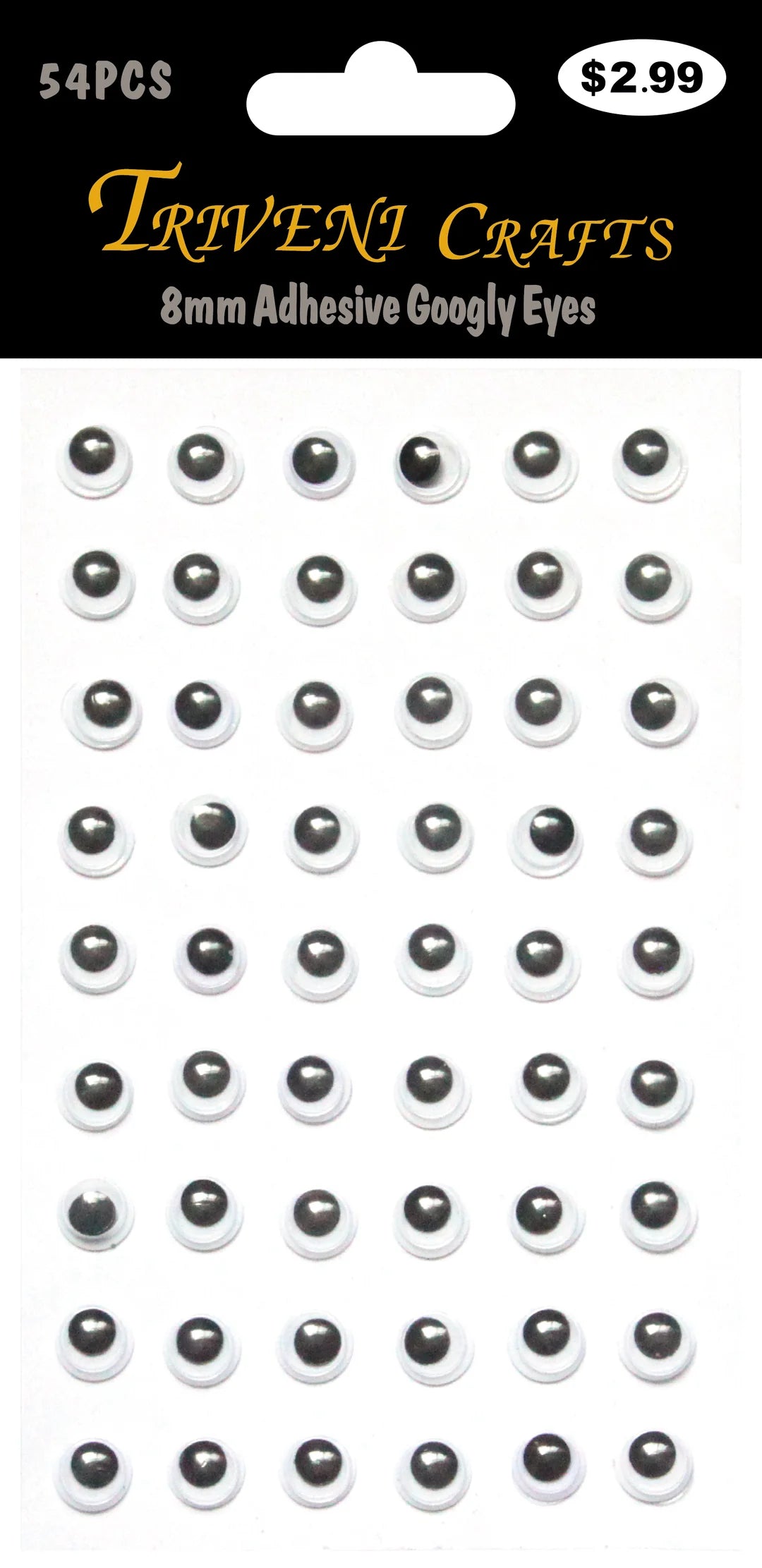 Triveni Crafts - Adhesive Googly Eyes - 8mm