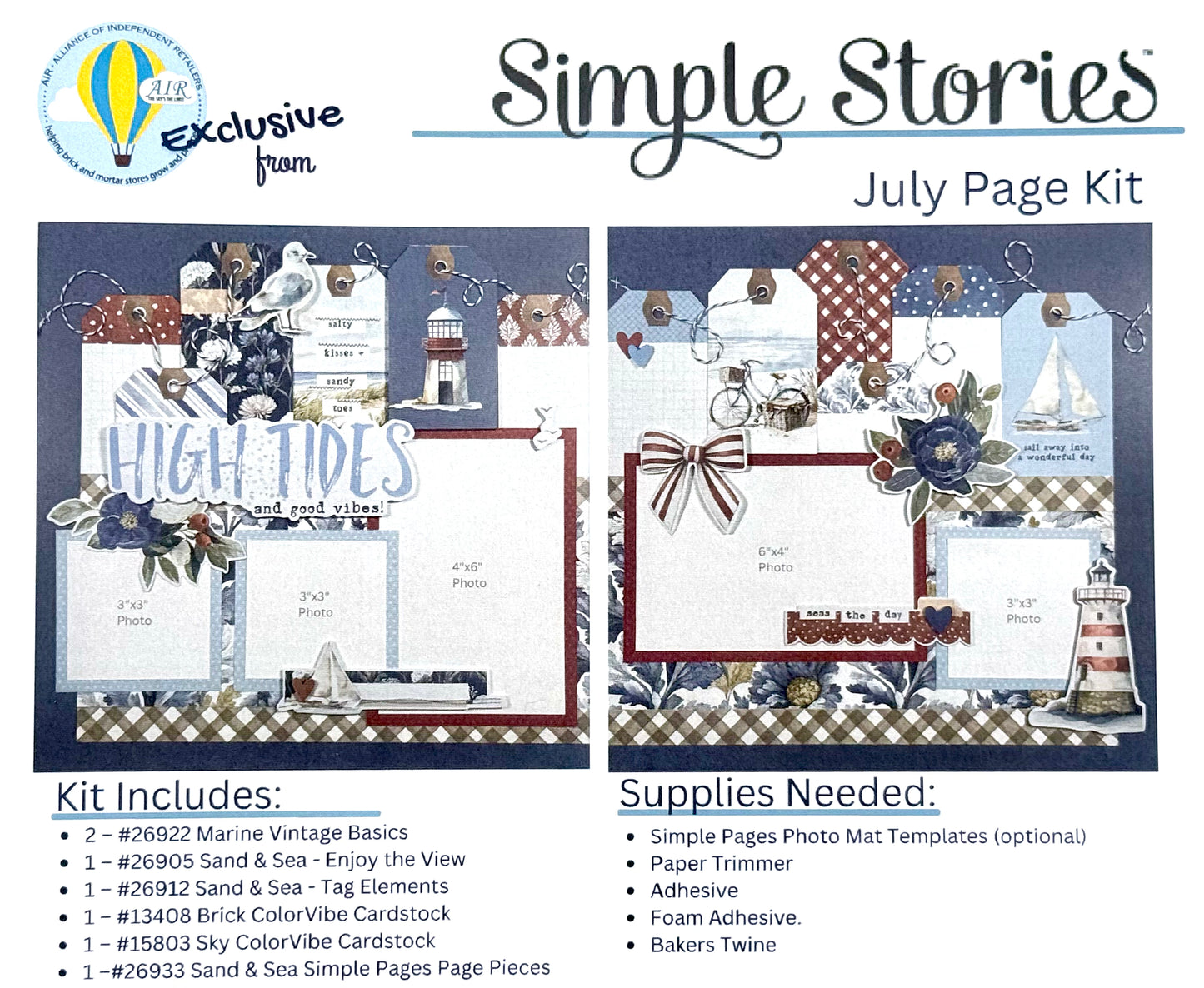 Simple Stories - AIR Exclusive July Page Kit - Simple Vintage Sand & Sea