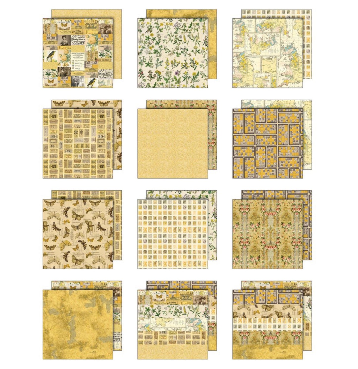 Tim Holtz - 12x12 Double Sided Papers - Palette Collection: Yellow
