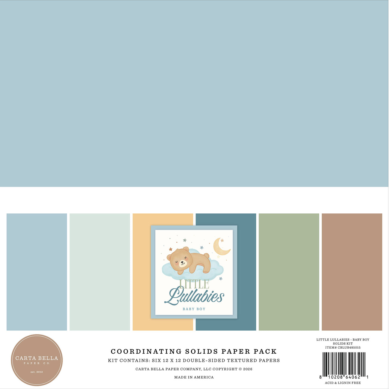Carta Bella - Little Lullabies Baby Boy - Solids Paper Pack