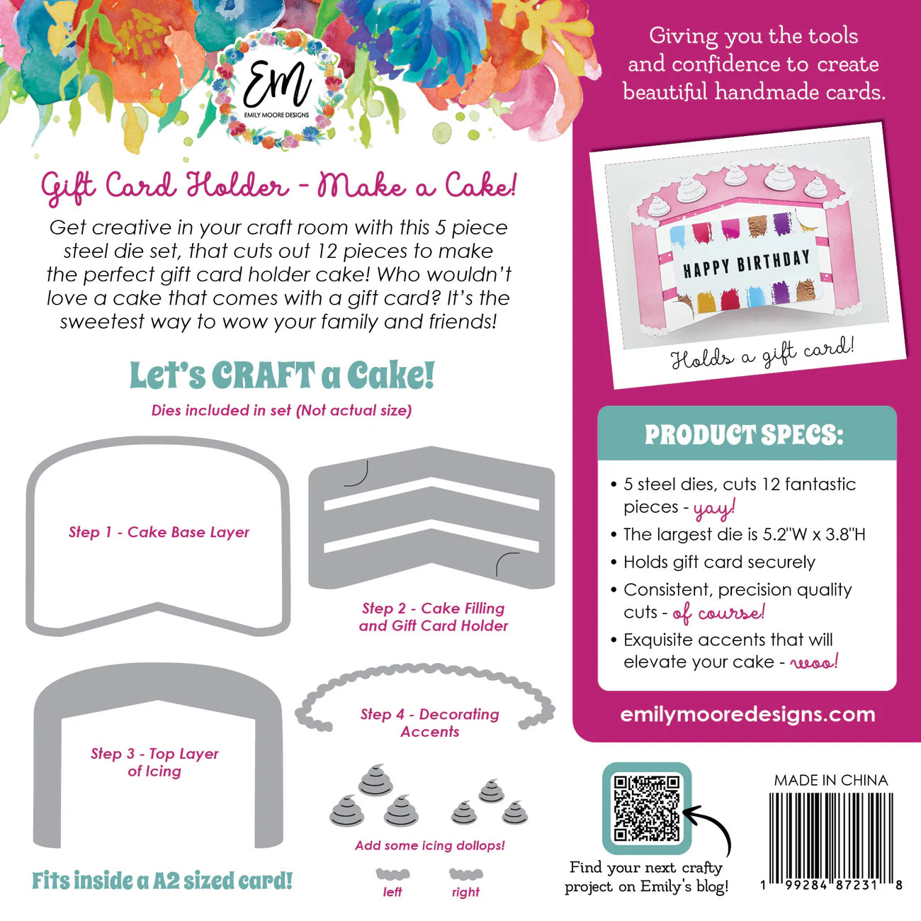 Emily Moore - Steel Dies - Make a Cake Gift Card Holder