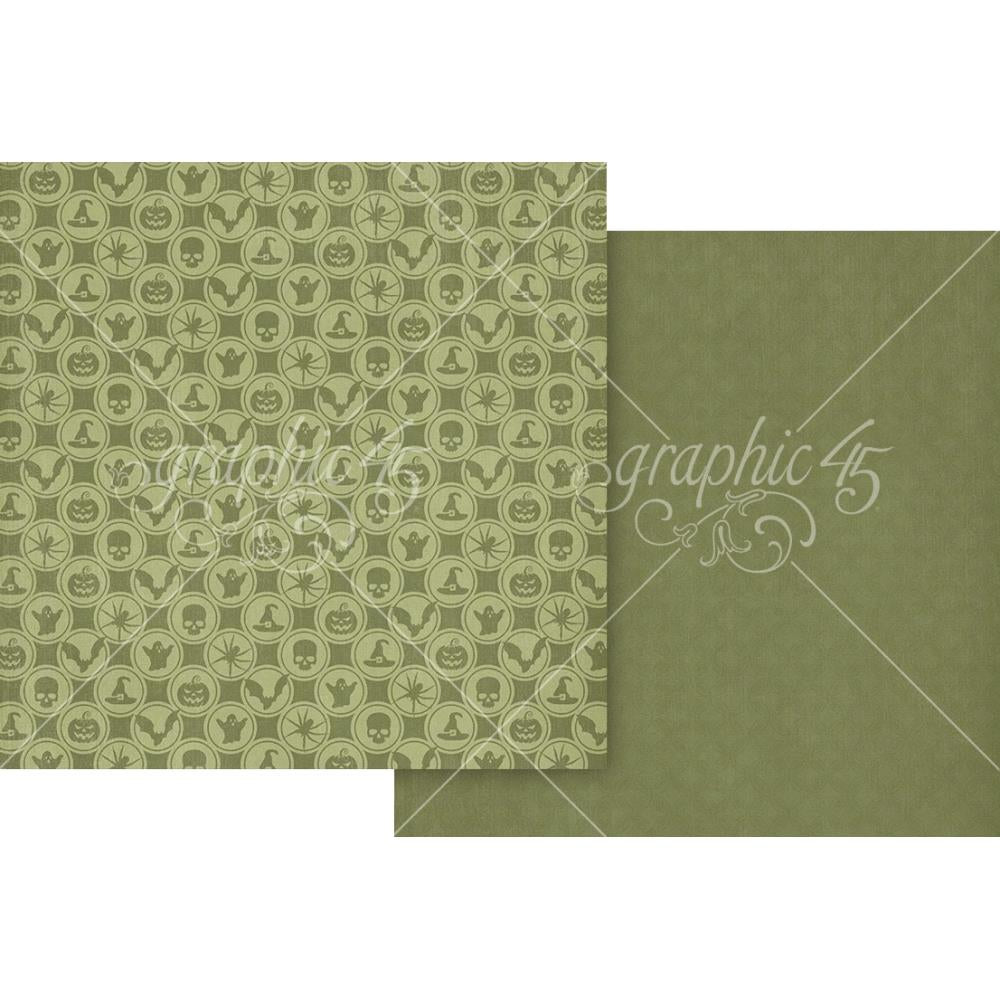 Graphic 45 - Ghostly Greetings - Poison Green Pattern & Solid Sheet