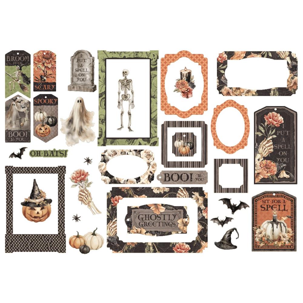 Graphic 45 - Ghostly Greetings - Chipboard Pieces, Tags & Frames