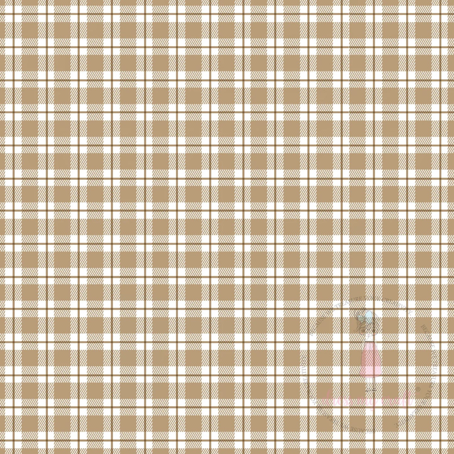 Dress My Craft - 12x12 Paper - Baby Brown Gingham Checks