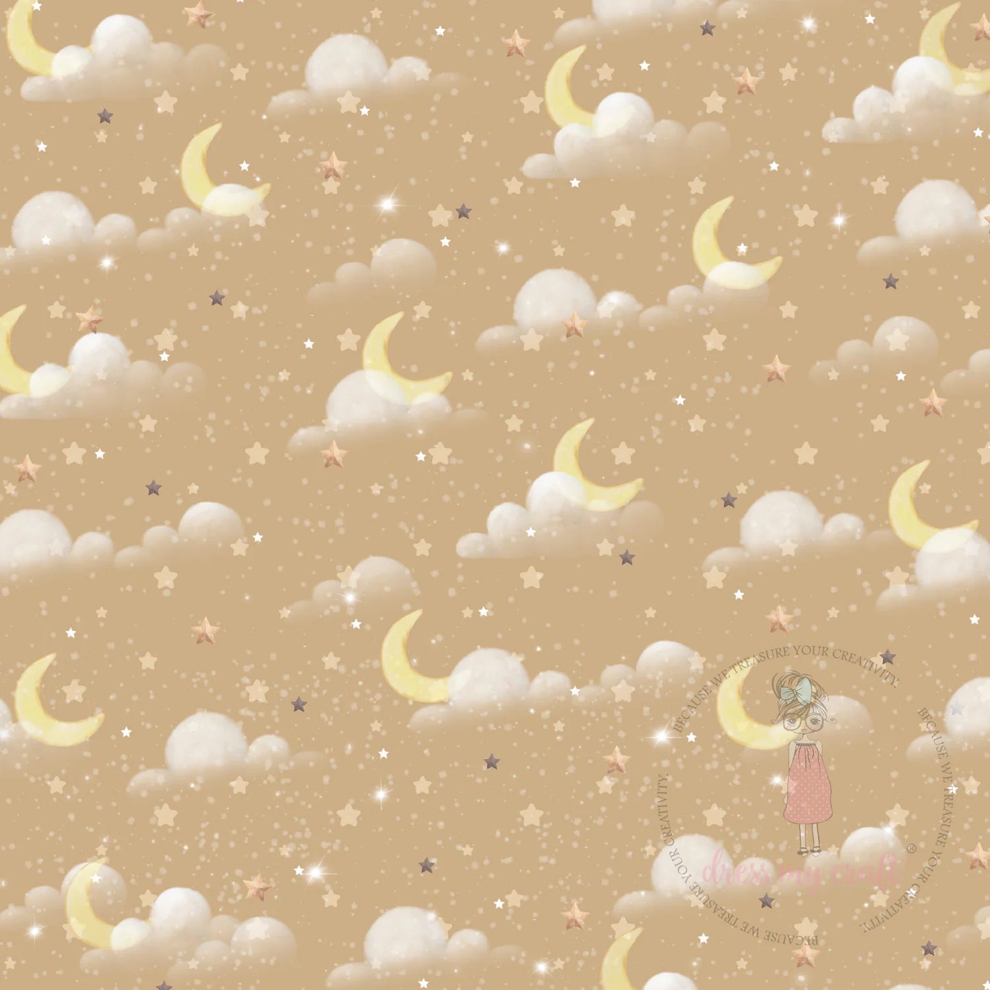 Dress My Craft - 12x12 Paper - Baby Brown Moonlight Dreams