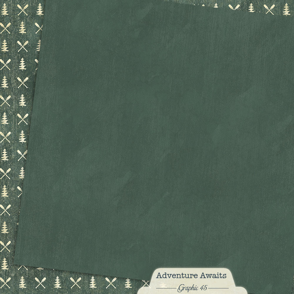 Graphic 45 - Adventure Awaits - Evergreen Pattern & Solid Sheet