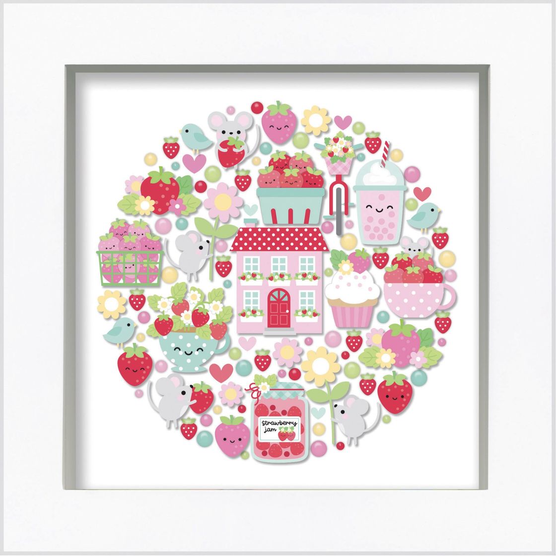 Doodlebug - Shadow Box Insert Kit - Berry Sweet