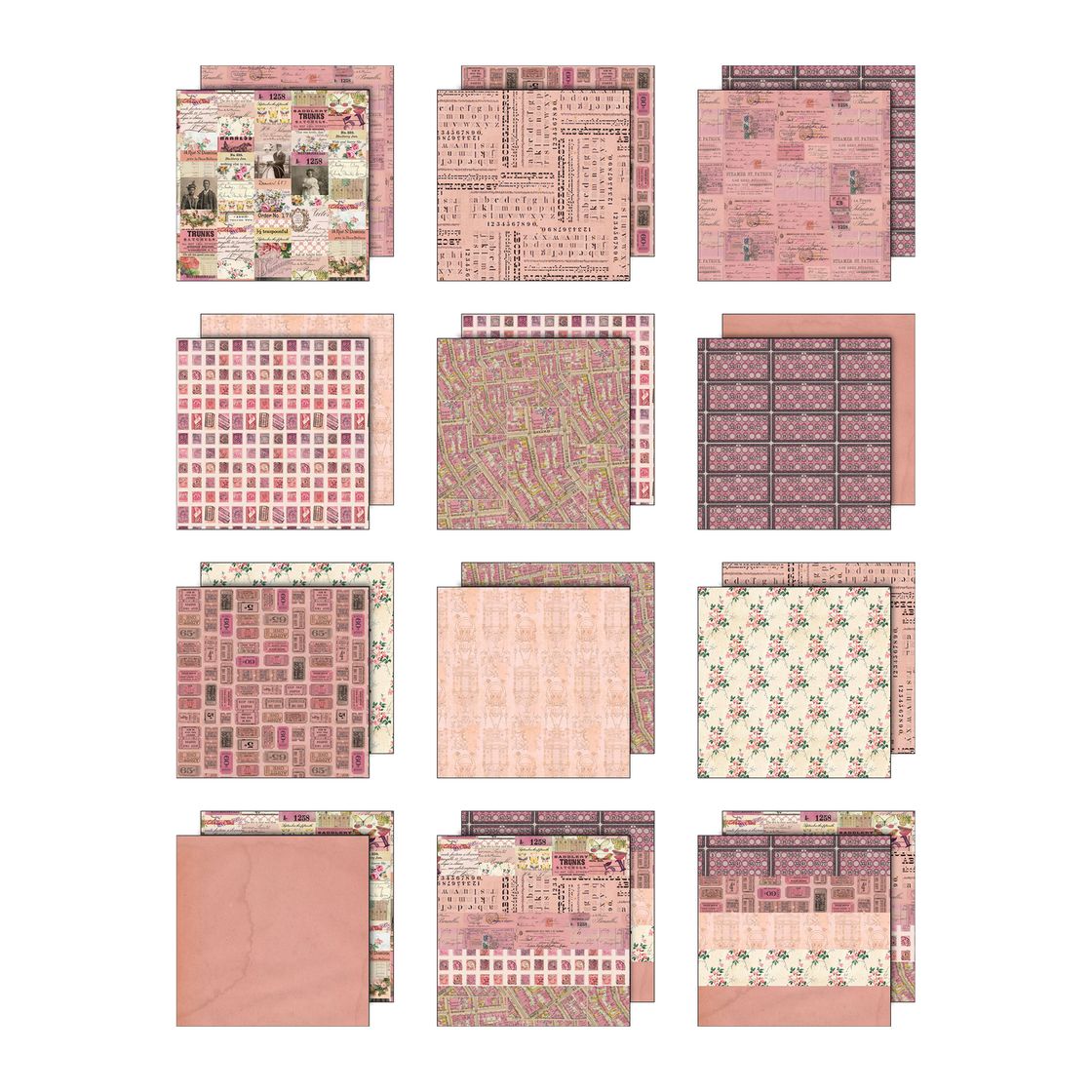 Tim Holtz - 12x12 Double Sided Paper - Palette Collection: Pink