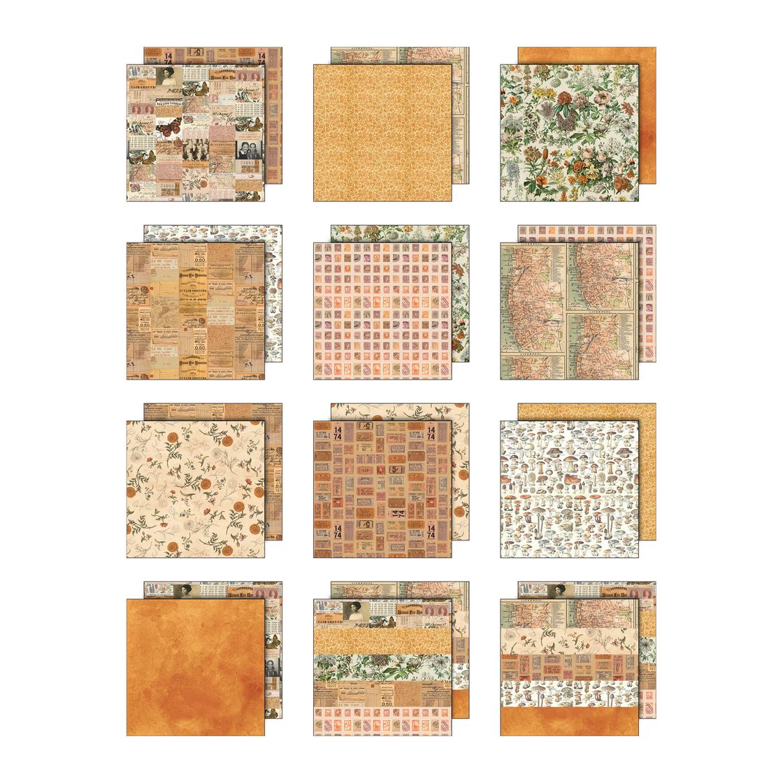 Tim Holtz - 12x12 Double Sided Papers - Palette Collection: Orange