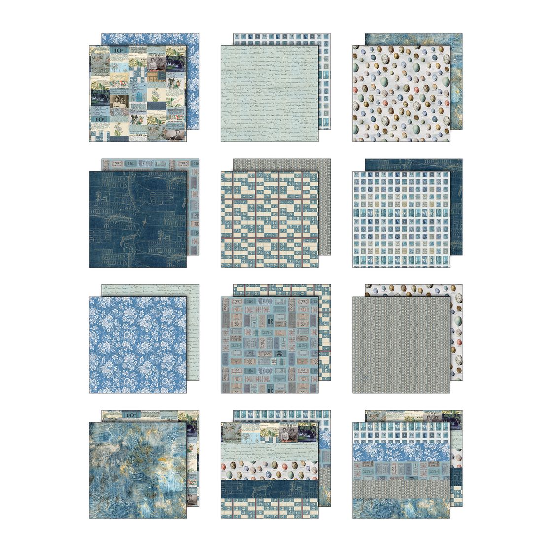 Tim Holtz - 12x12 Double Sided Papers - Palette Collection: Blue