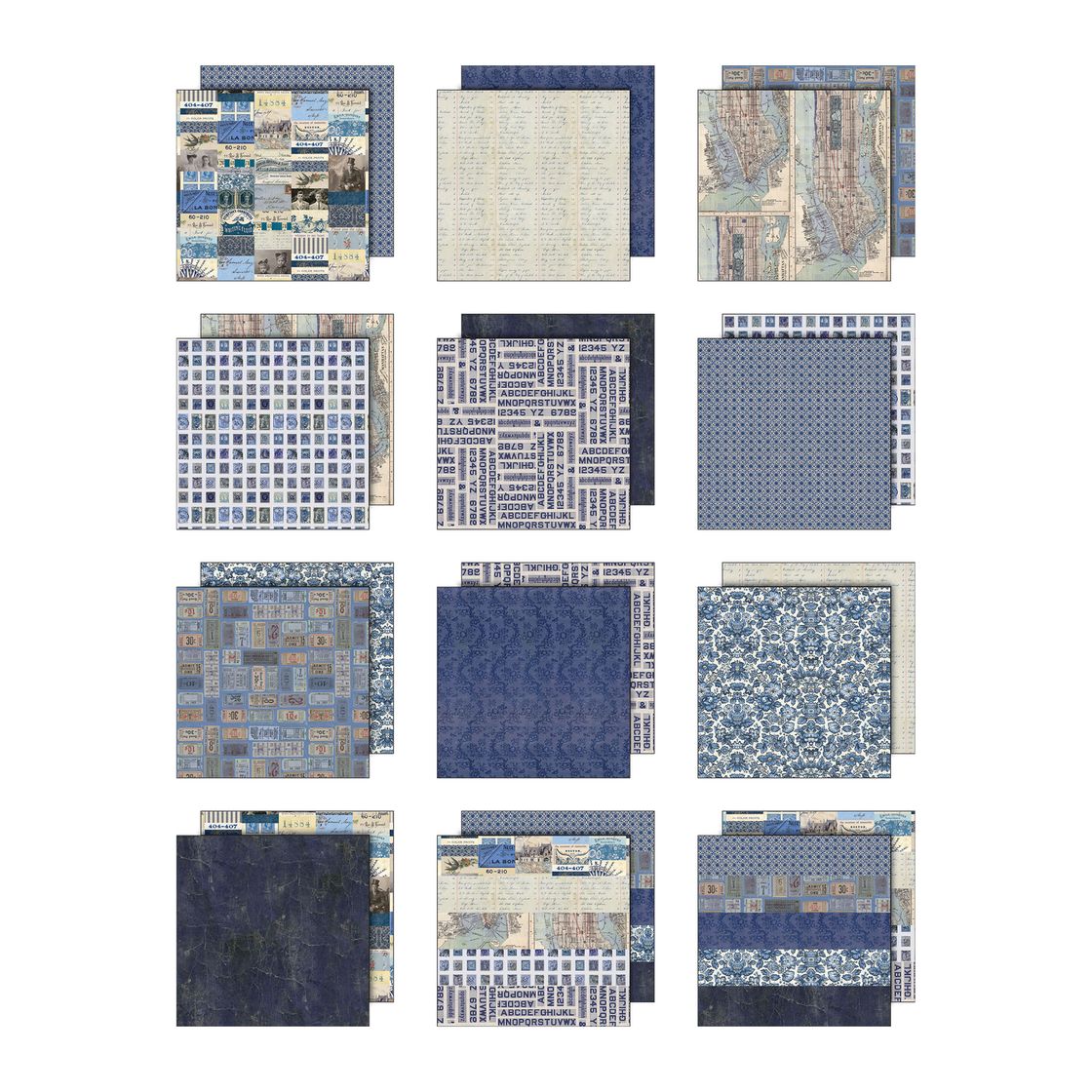 Tim Holtz - 12x12 Double Sided Papers - Palette Collection: Indigo