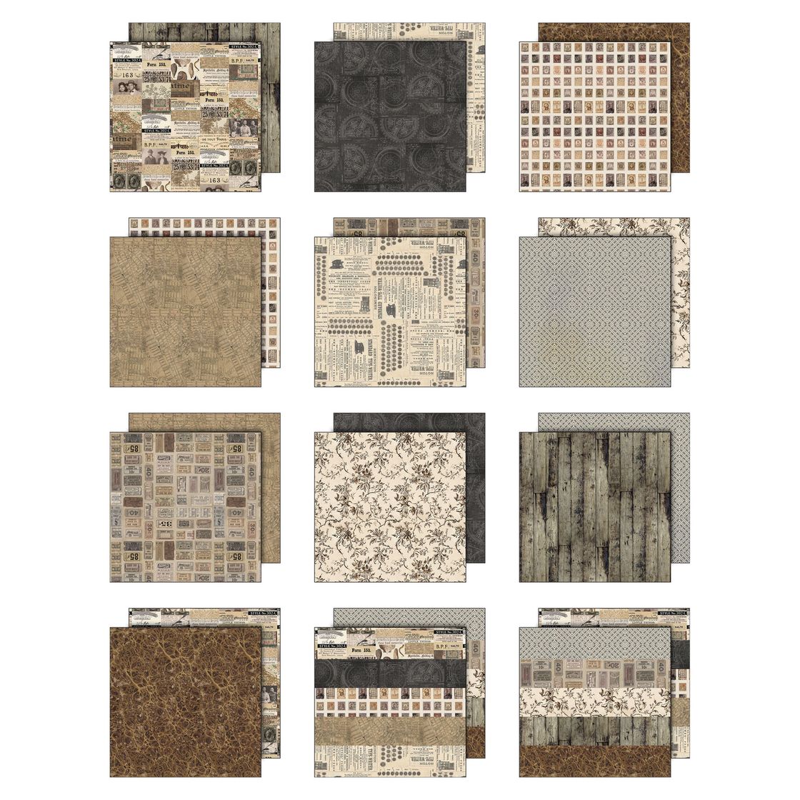 Tim Holtz - 12x12 Double Sided Papers - Palette Collection: Neutral