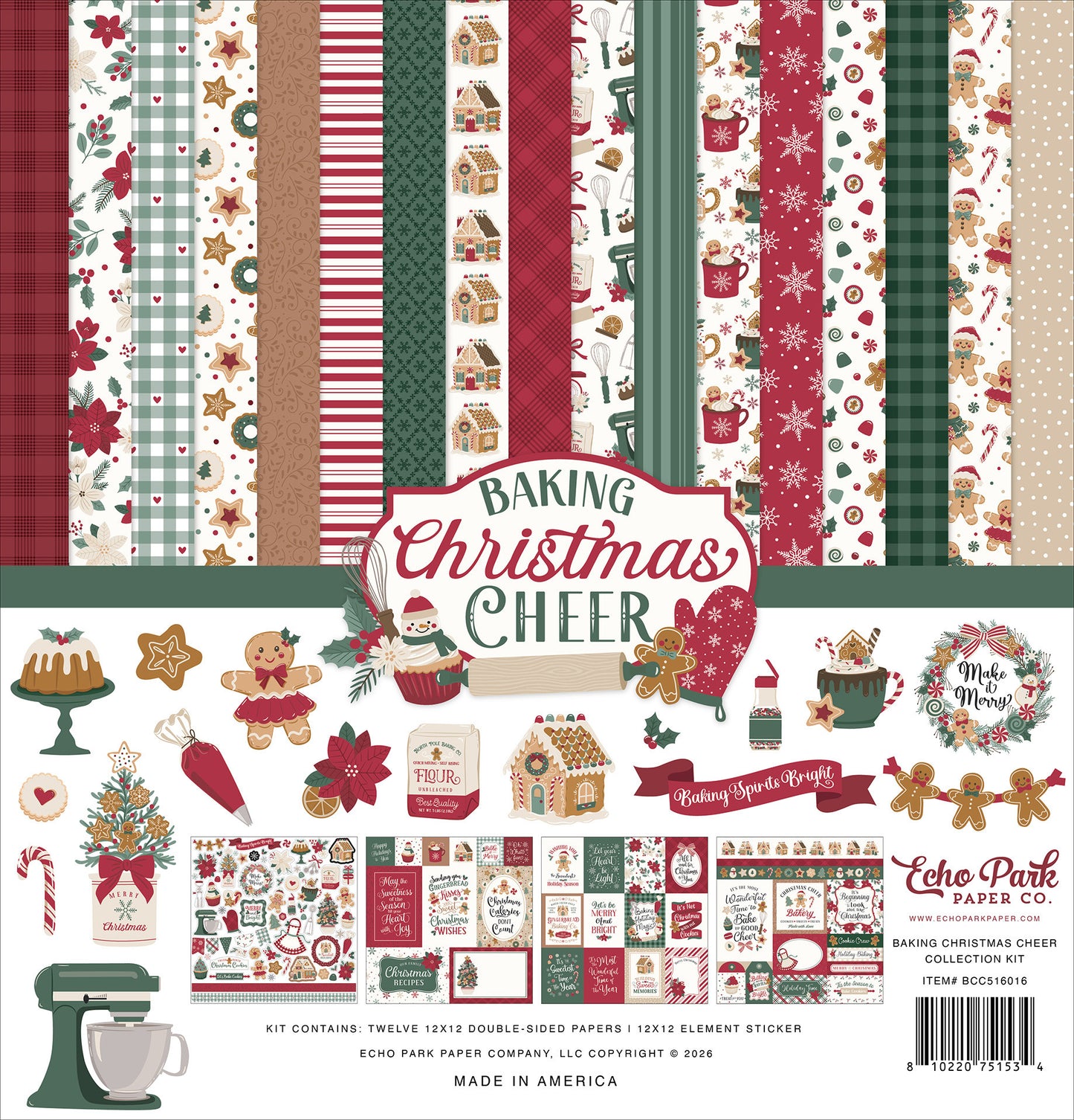 Echo Park - 12x12 Collection Kit - Baking Christmas Cheer