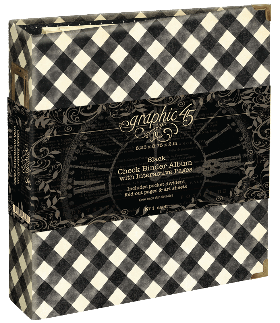 Graphic 45 - Check Binder Album with Interactive Pages - Black