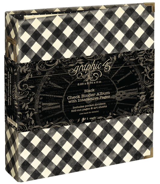 Graphic 45 - Check Binder Album with Interactive Pages - Black