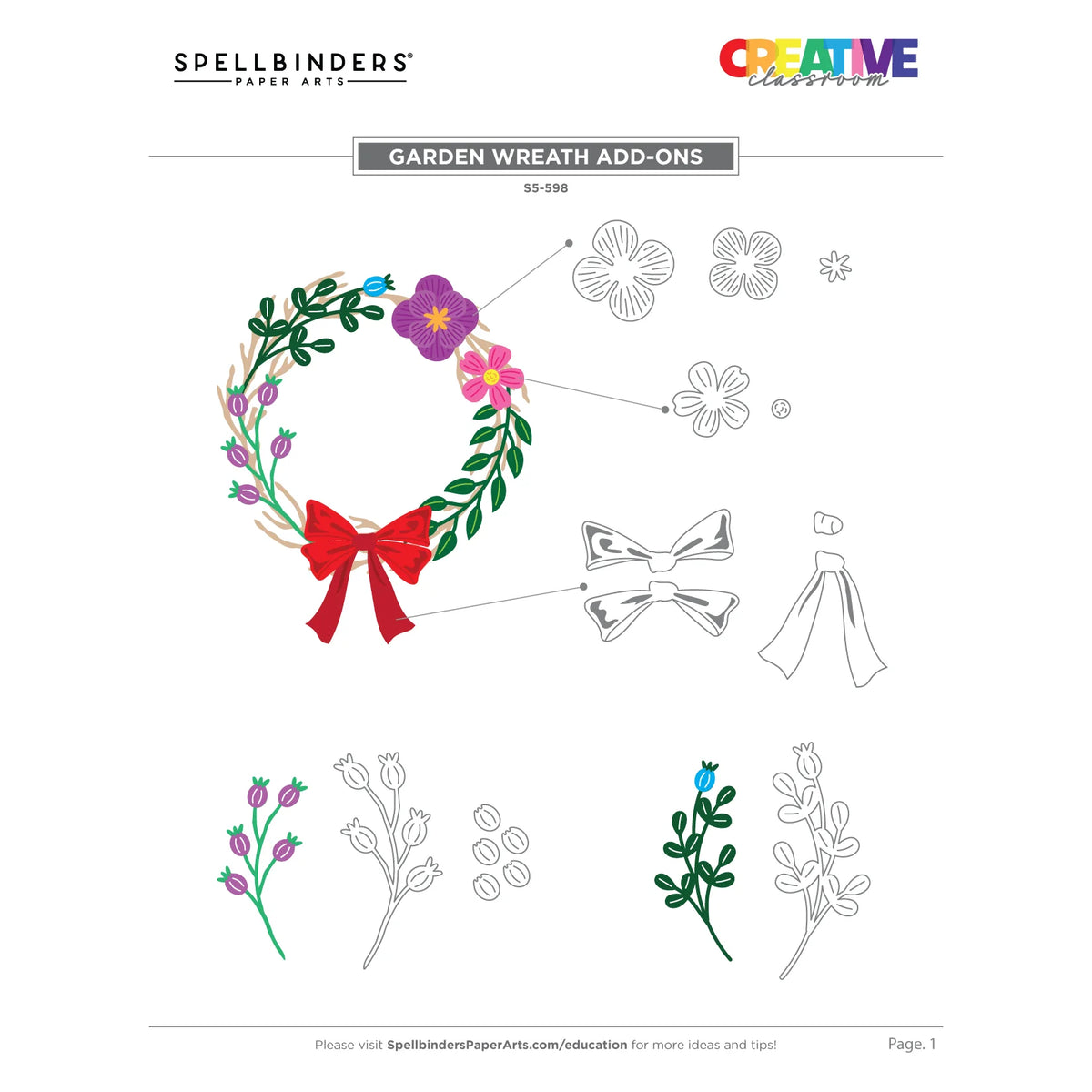 Spellbinders - Cutting Dies - Garden Wreath Add-ons