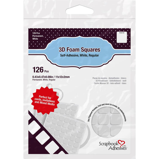 Scrapbook Adhesives - 3D Foam Squares - White 126pcs