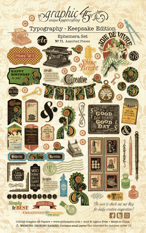 Graphic 45 - Keepsake Kit with Exclusive Metal Die-Set - Typography