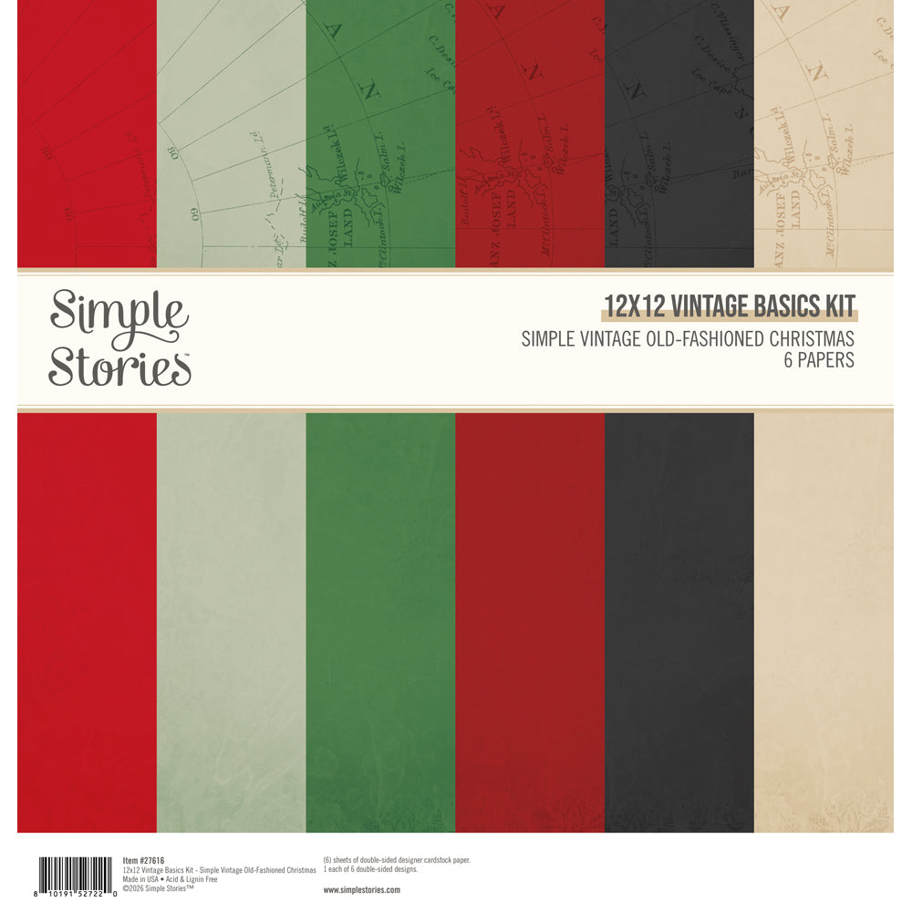 Simple Stories - Simple Vintage Old-Fashioned Christmas - 12x12 Vintage Basics Kit