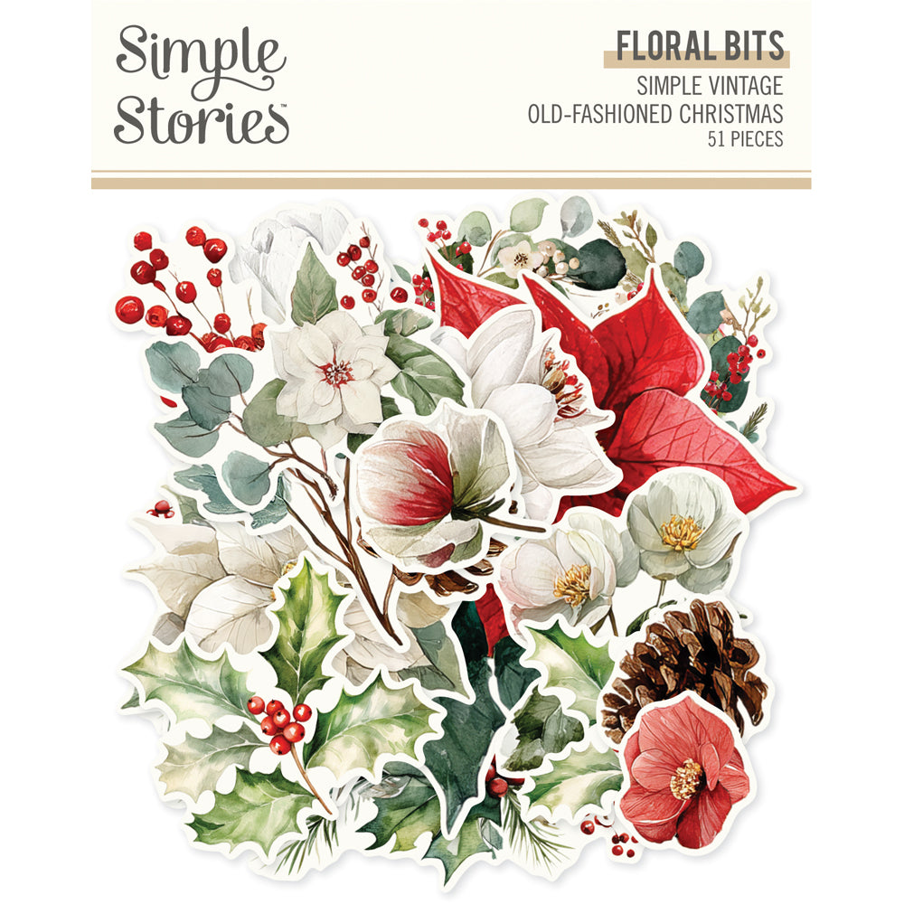 Simple Stories - Simple Vintage Old-Fashioned Christmas - Floral Bits & Pieces