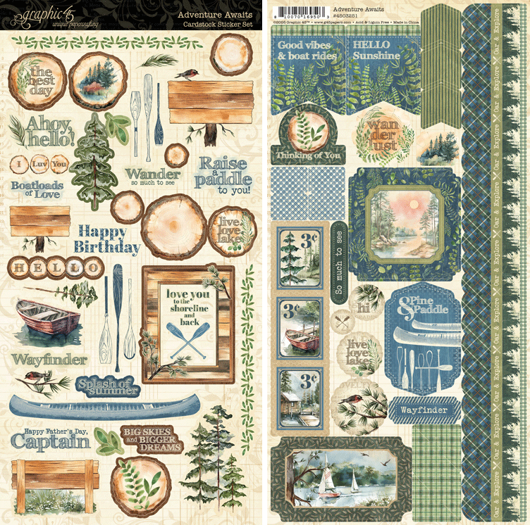 Graphic 45 - Cardstock Stickers Set - Adventure Awaits
