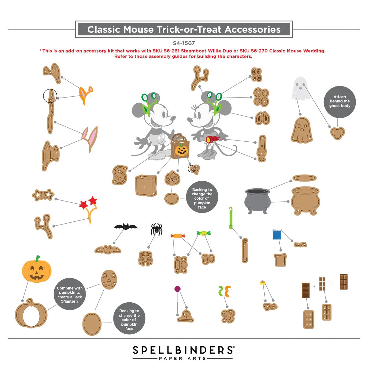 Spellbinders - Cutting Dies - Classic Mouse Trick-or-Treat Accessories