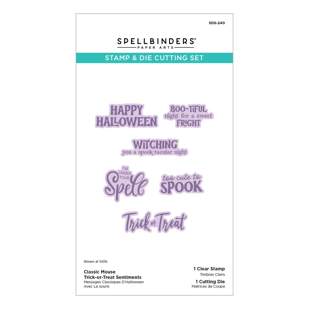 Spellbinders - Stamp & Die Cutting Set - Classic Mouse Trick-or-Treat Sentiments