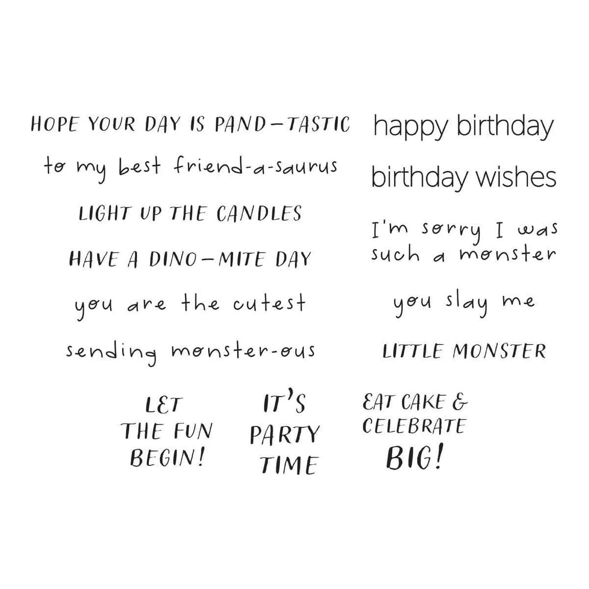 Spellbinders - Clear Stamps - Monster Birthday Sentiments