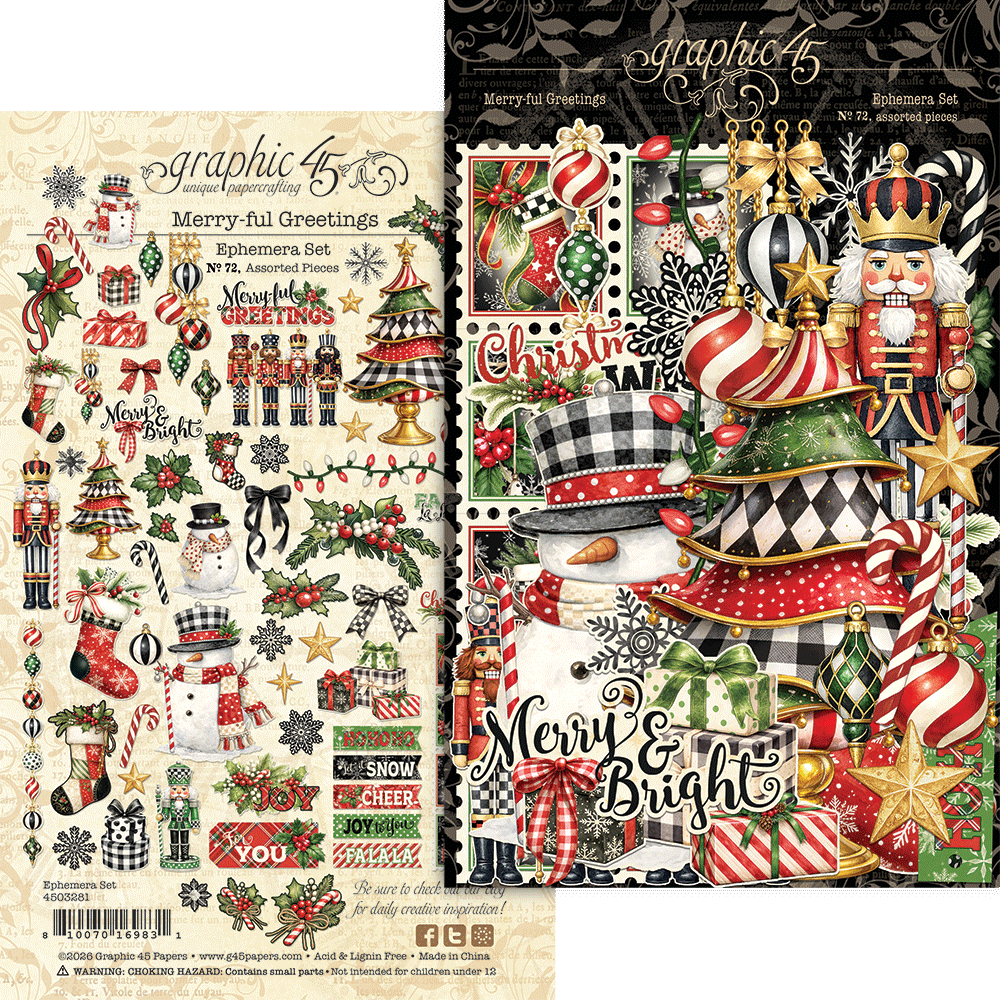Graphic 45 - Ephemera Set - Merry-ful Greetings