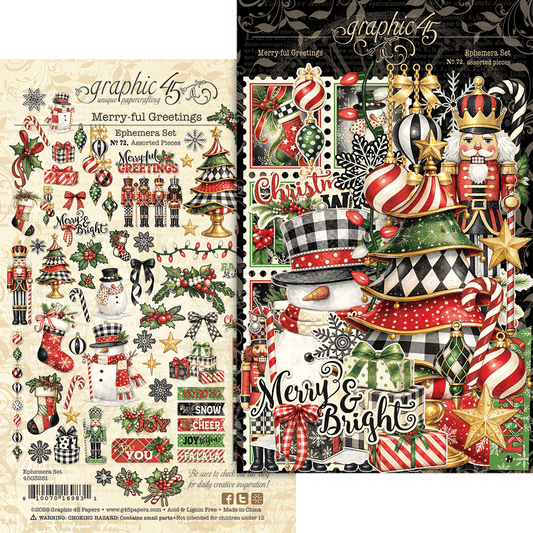Graphic 45 - Ephemera Set - Merry-ful Greetings