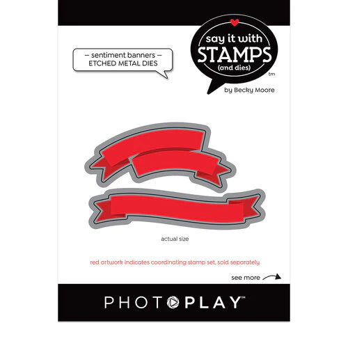 Photo Play - Clear Poly Stamps & Etched Metal Die Set - Sentiment Banners