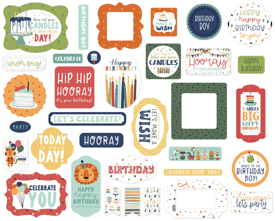 Echo Park - Ephemera Cardstock Pieces - A Birthday Wish Boy