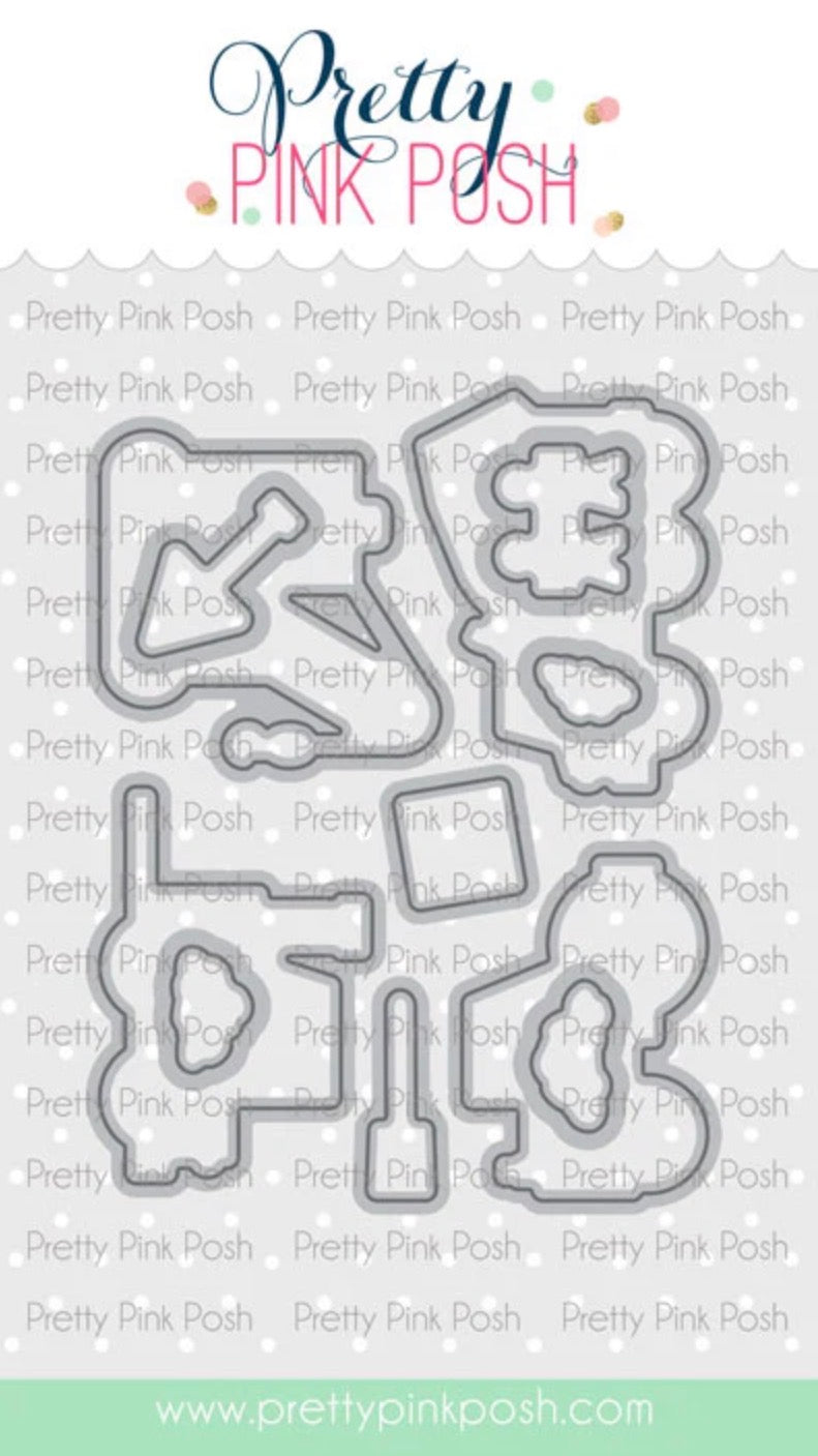 Pretty Pink Posh - Clear Stamp & Die Bundle - Construction Additions