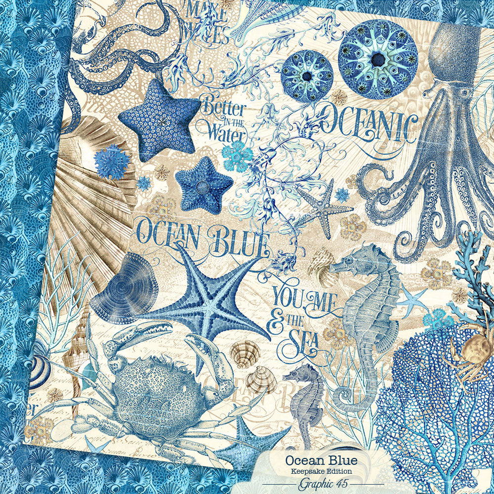 Graphic 45 - Keepsake Kit with Exclusive Metal Die-Set - Ocean Blue