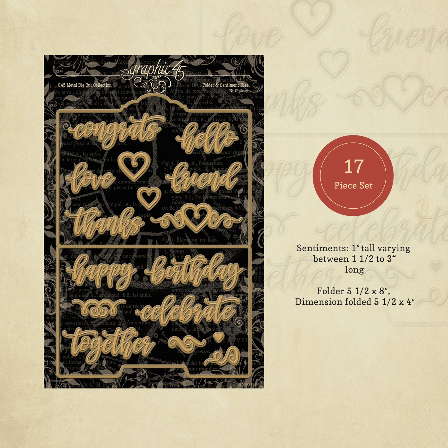 Graphic 45 - Die Set - Folder & Sentiment