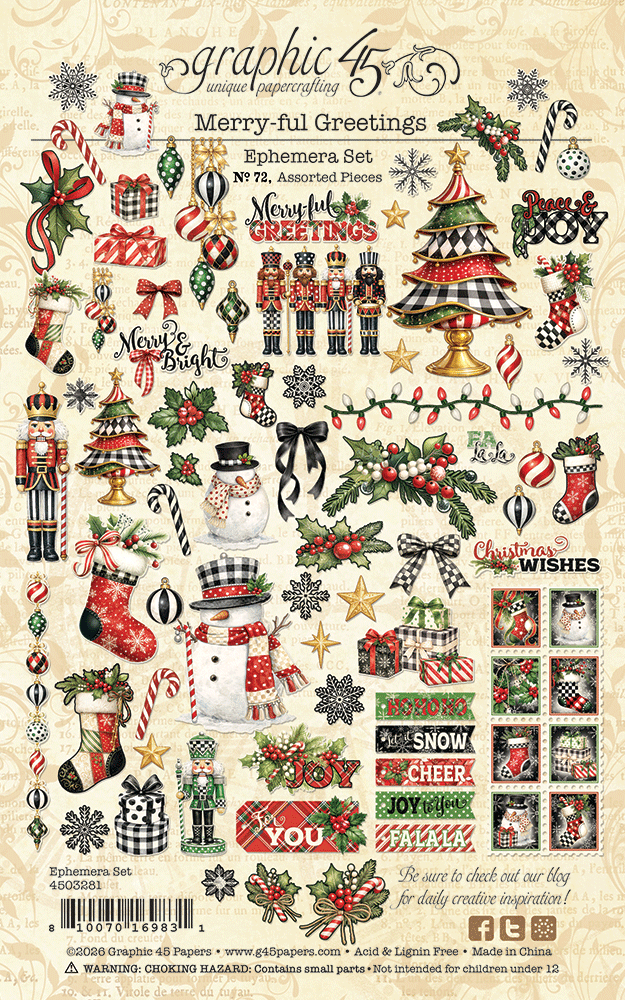 Graphic 45 - Ephemera Set - Merry-ful Greetings