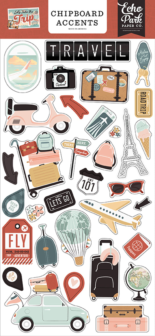 Echo Park - Chipboard Accents - Let’s Take The Trip