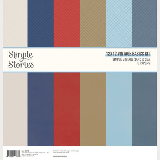 Simple Stories - 12x12 Vintage Basics Kit - Simple Vintage Sand & Sea