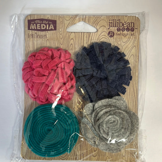 Hampton Art - Jillibean Soup Felt Flowers - Touch Of Teal