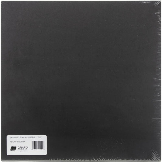Grafix - 12x12 Medium Weight Chipboard - Black